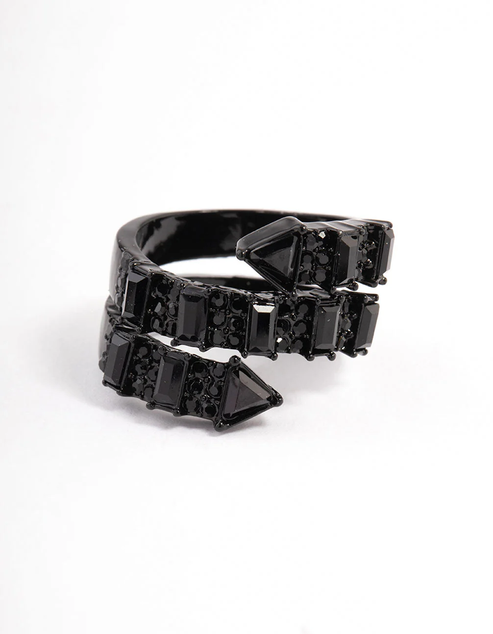 Coated Black Emerald Cut Wrap Ring - Image 3