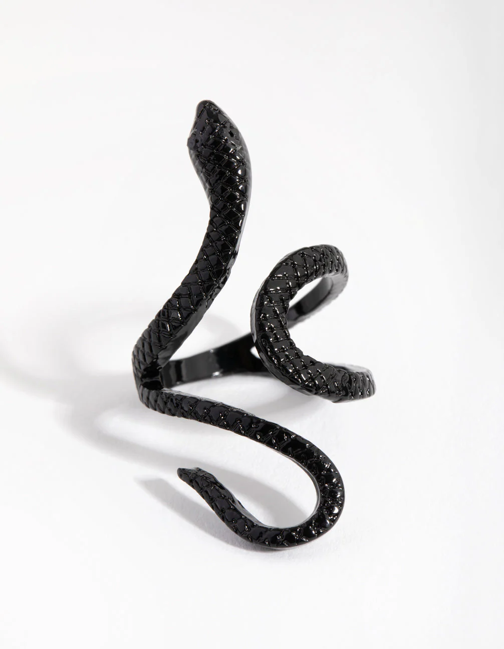 Matte Black Etched Swirl Snake Ring - Image 3