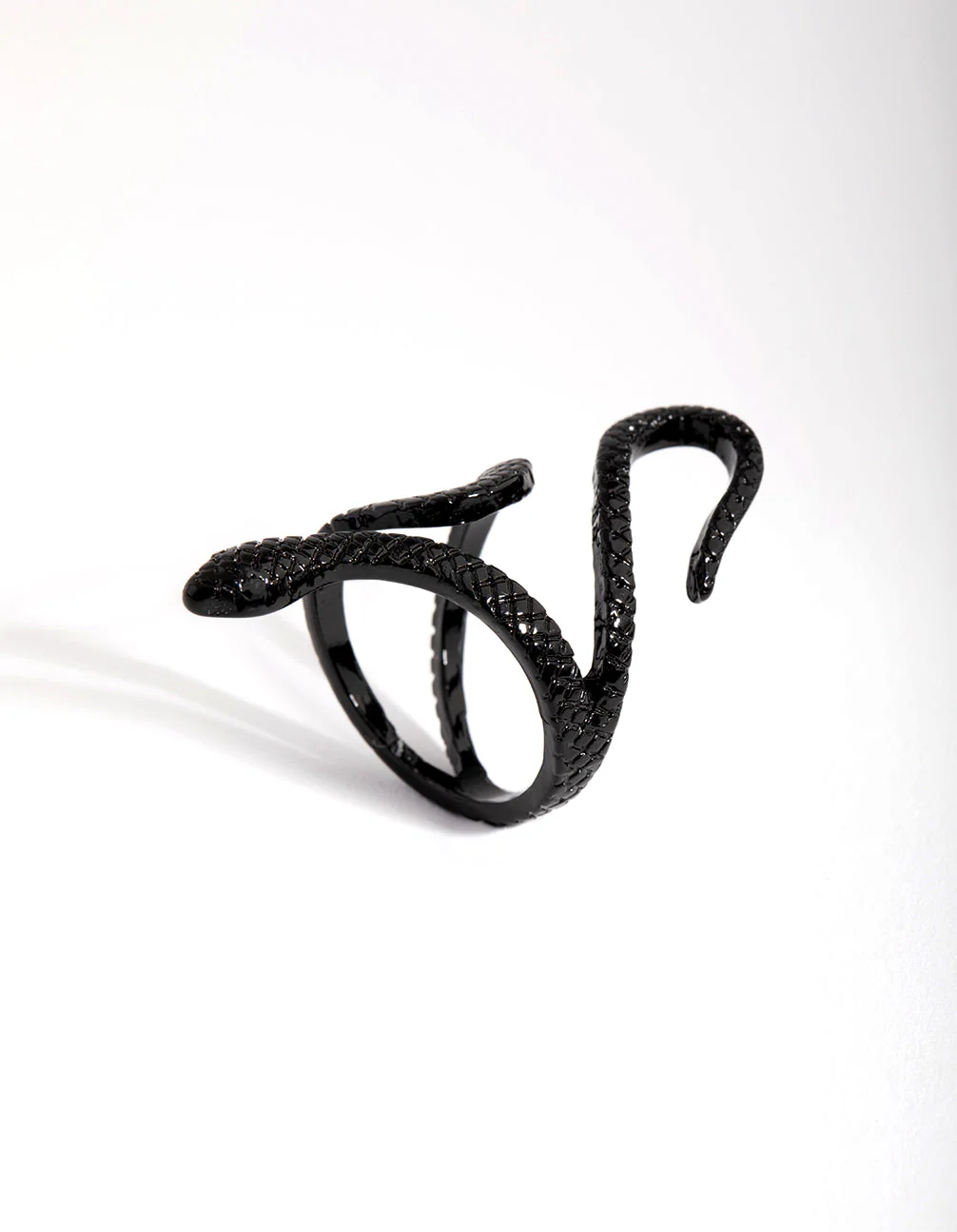Matte Black Etched Swirl Snake Ring - Image 4