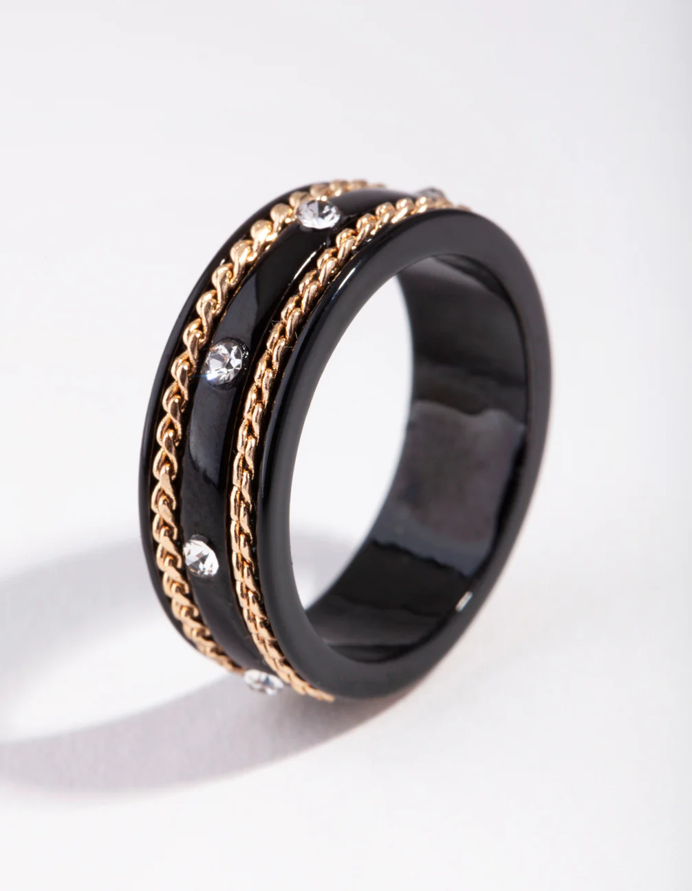 Matte Chain Detail Diamante Ring - Image 2
