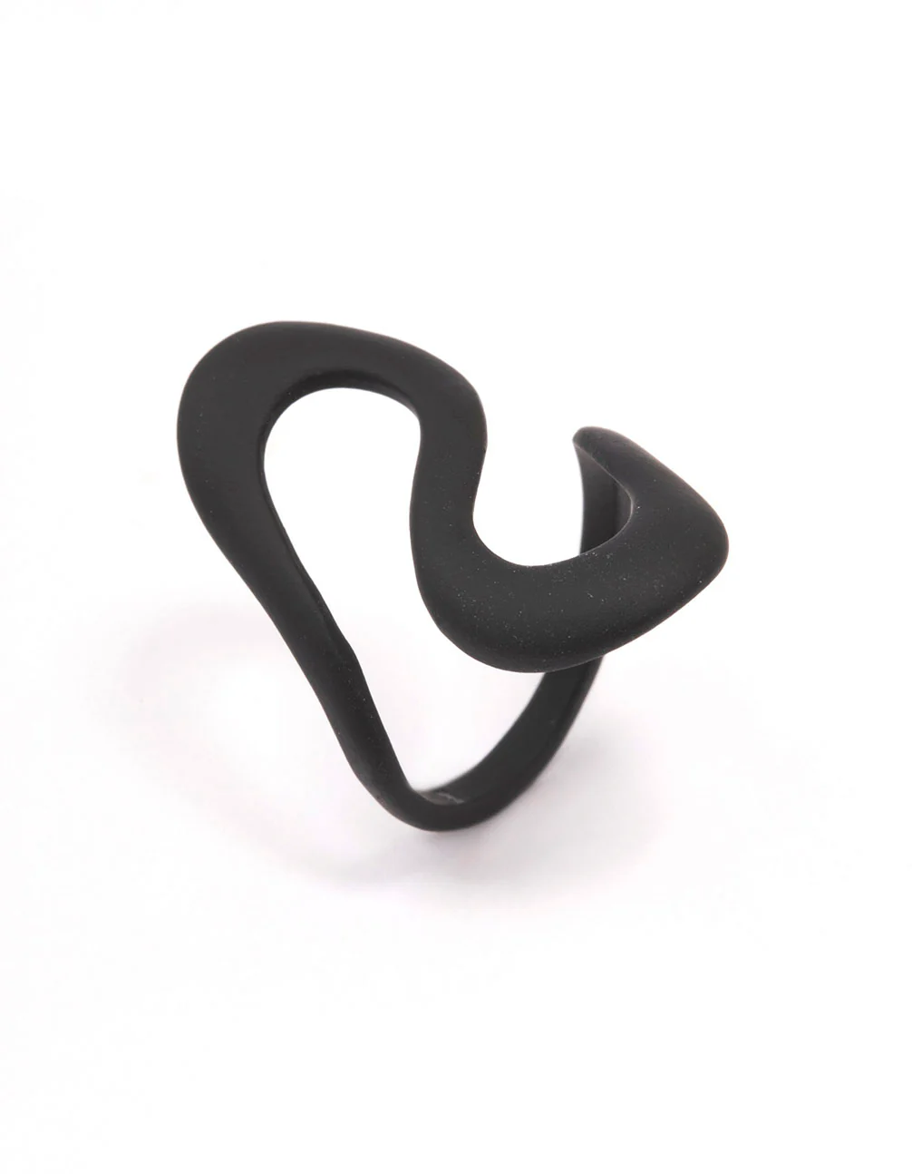 Black Curved Swoop Ring - Image 2