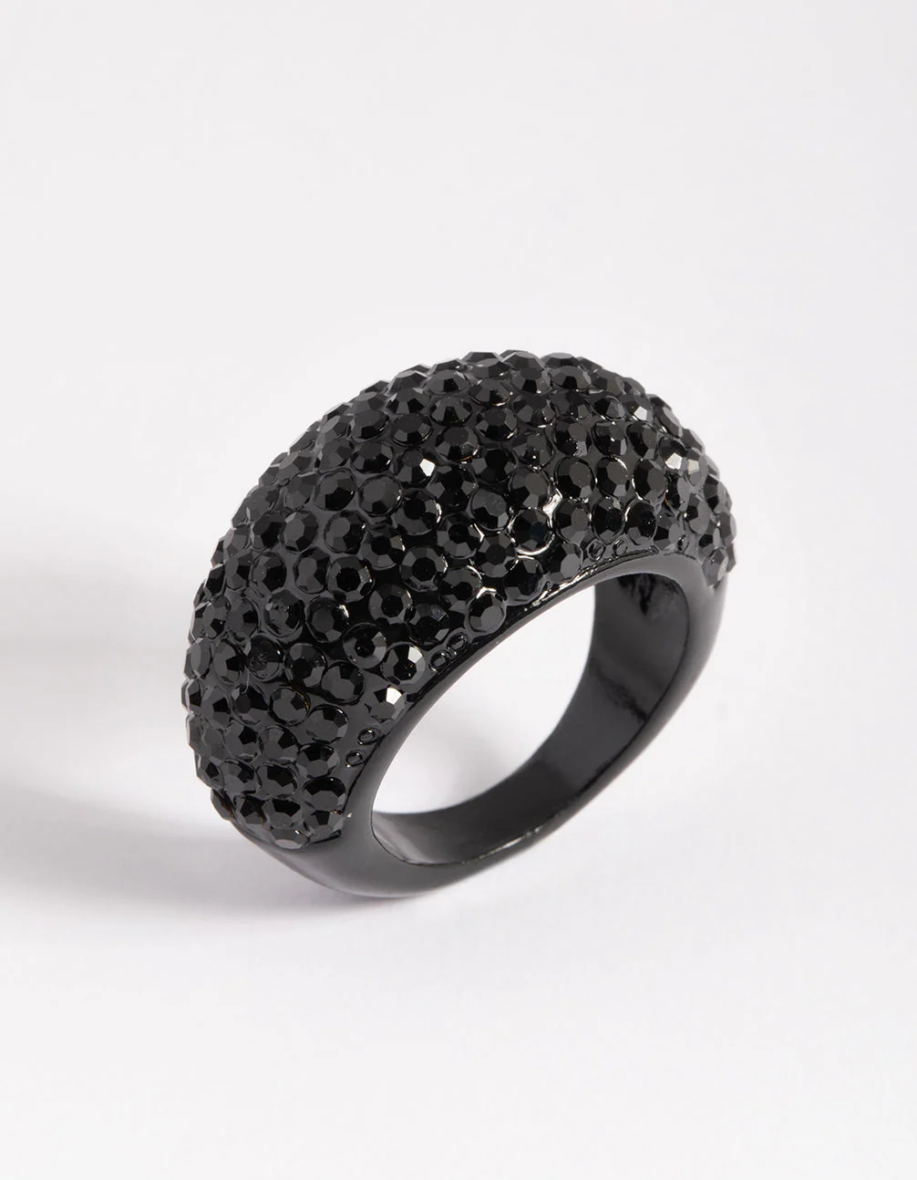 Matte Black Statement Diamante Dome Ring - Image 3