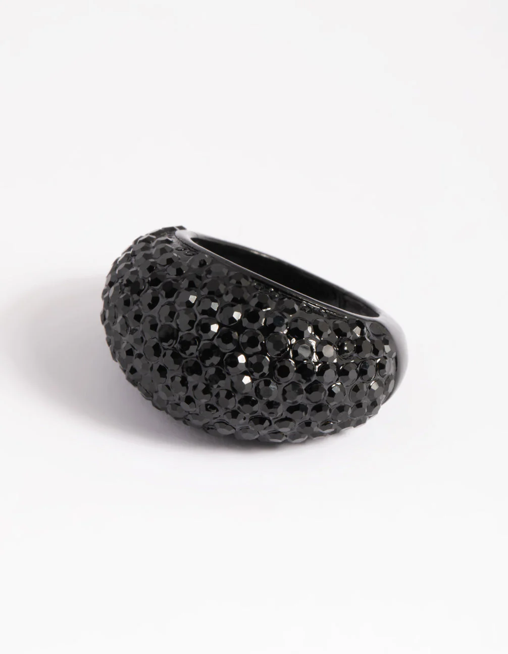 Matte Black Statement Diamante Dome Ring - Image 4