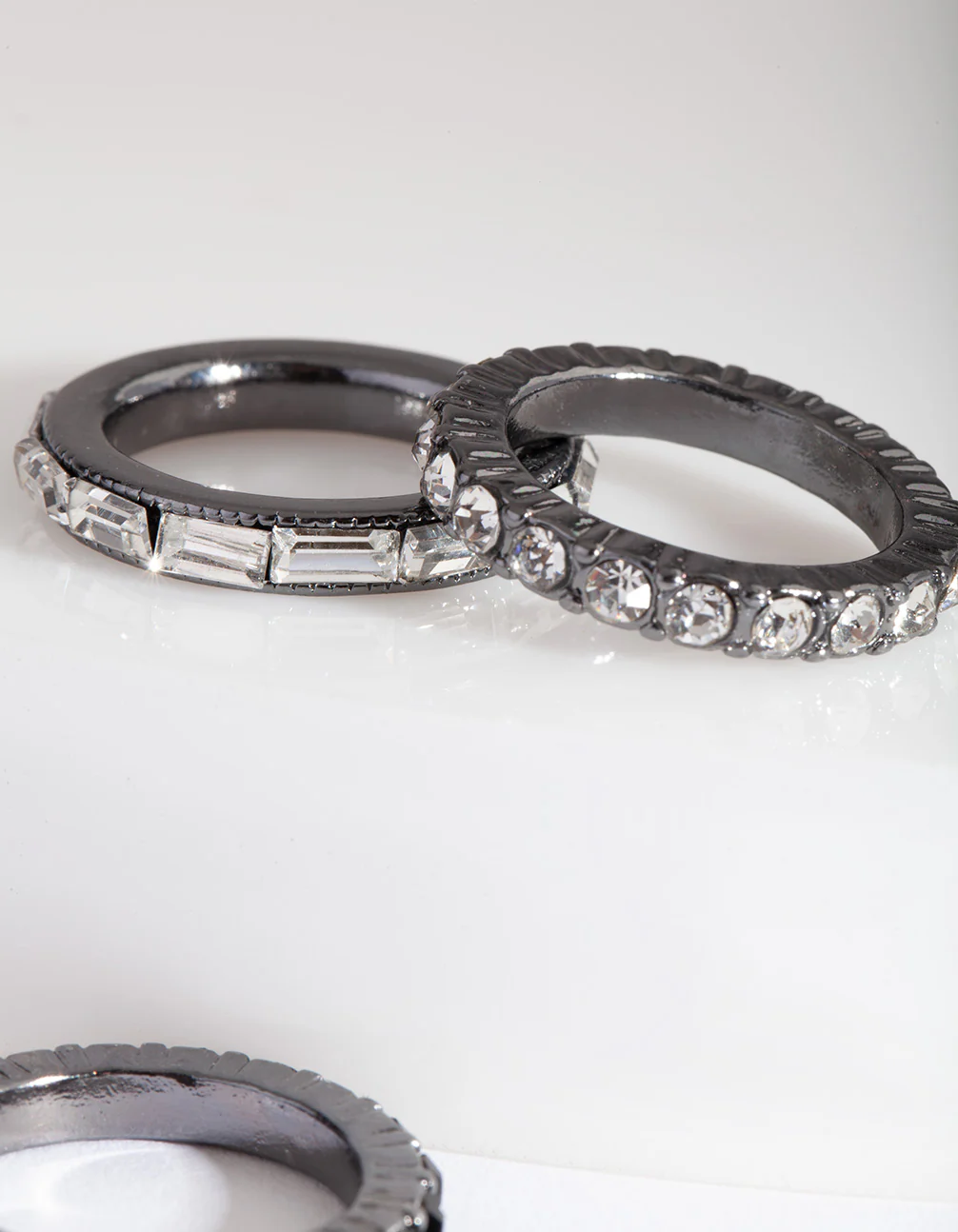 Black Stone Gunmetal Ring Stack - Image 2