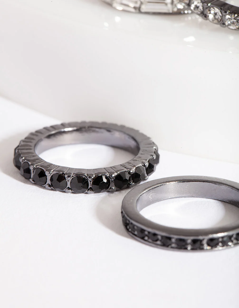 Black Stone Gunmetal Ring Stack - Image 3