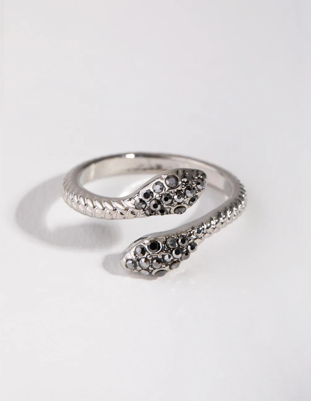 Gunmetal Crystal Snake Ring - Image 2