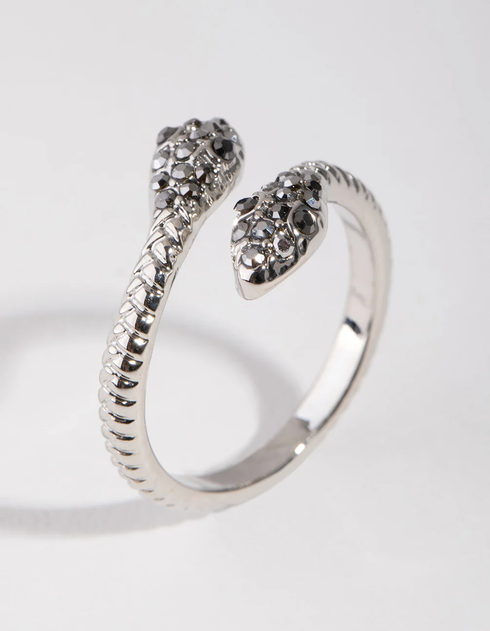 Gunmetal Crystal Snake Ring - Image 3