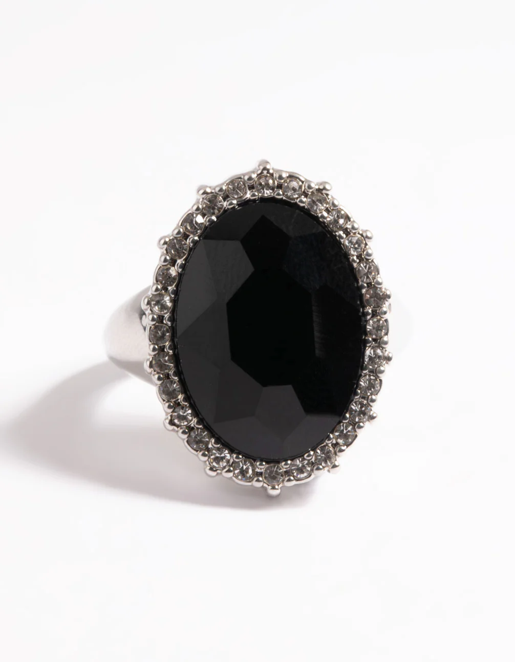 Rhodium Large Oval with Halo Ring - Image 2
