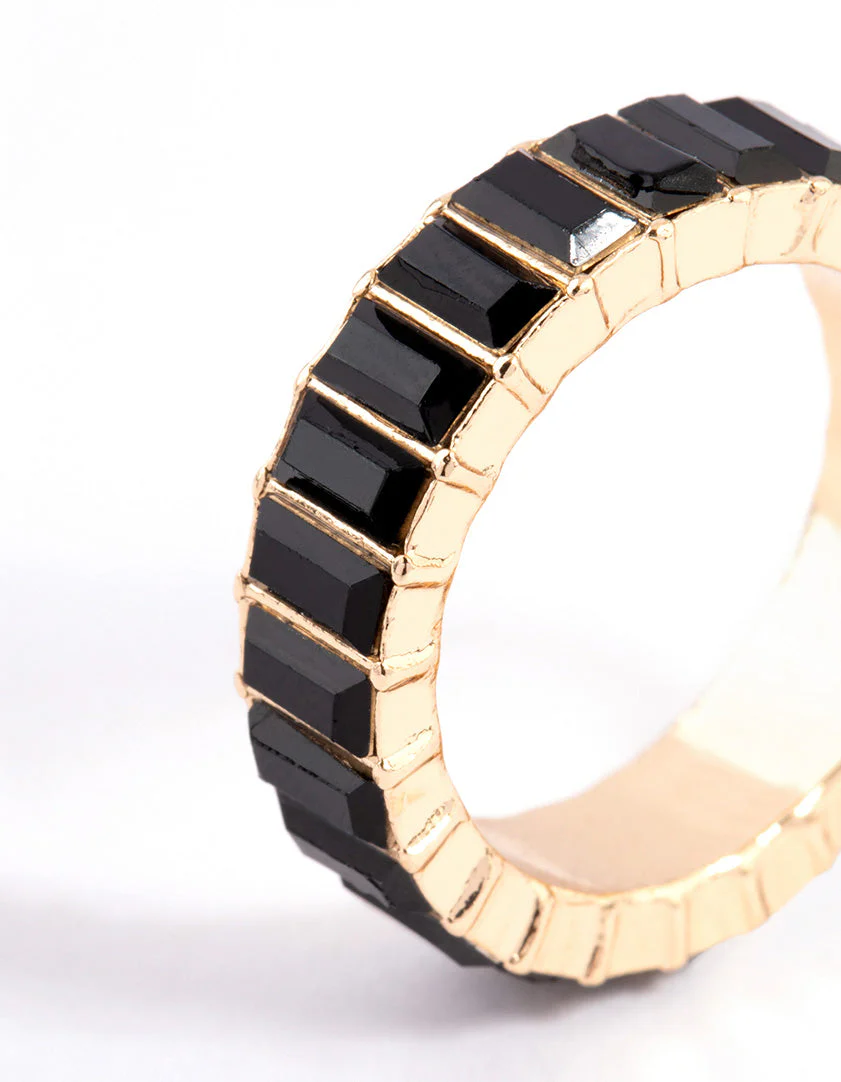 Black Baguette Band Ring - Image 3
