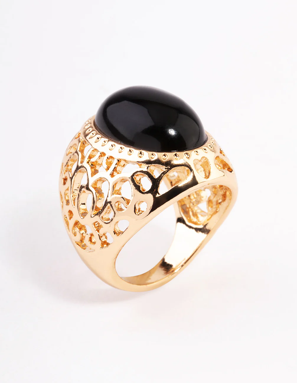 Gold Black Filigree Ring - Image 2