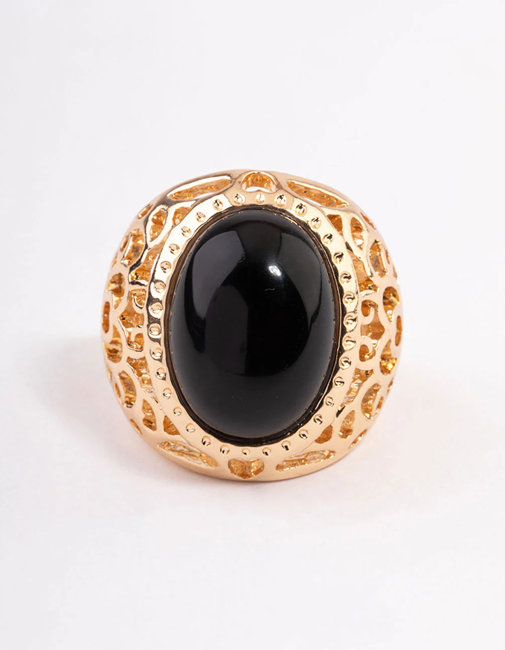 Gold Black Filigree Ring - Image 3