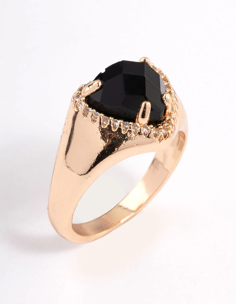 Gold Black Statement Heart Ring - Image 2