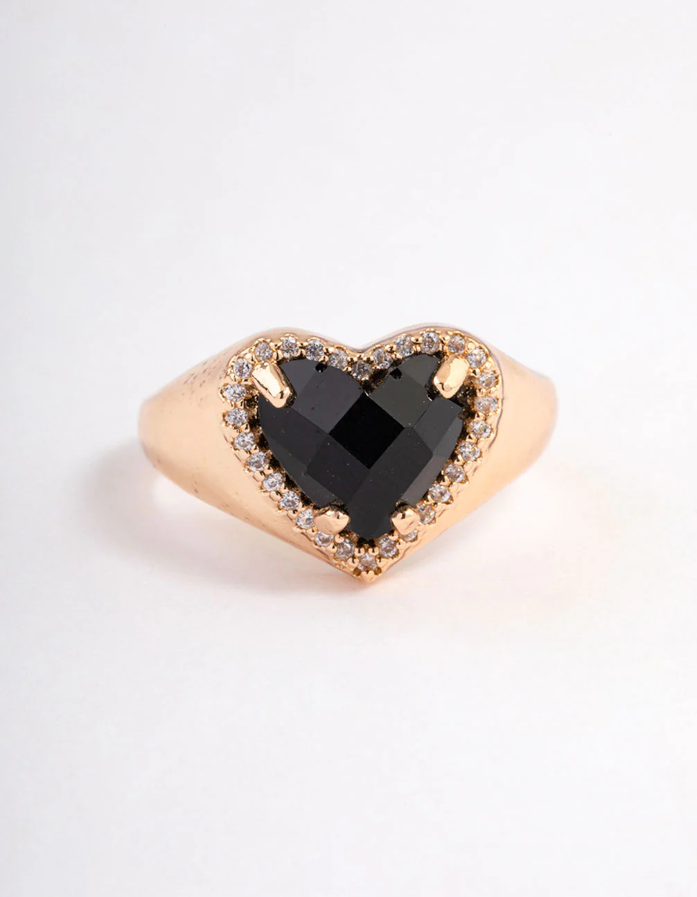 Gold Black Statement Heart Ring - Image 3