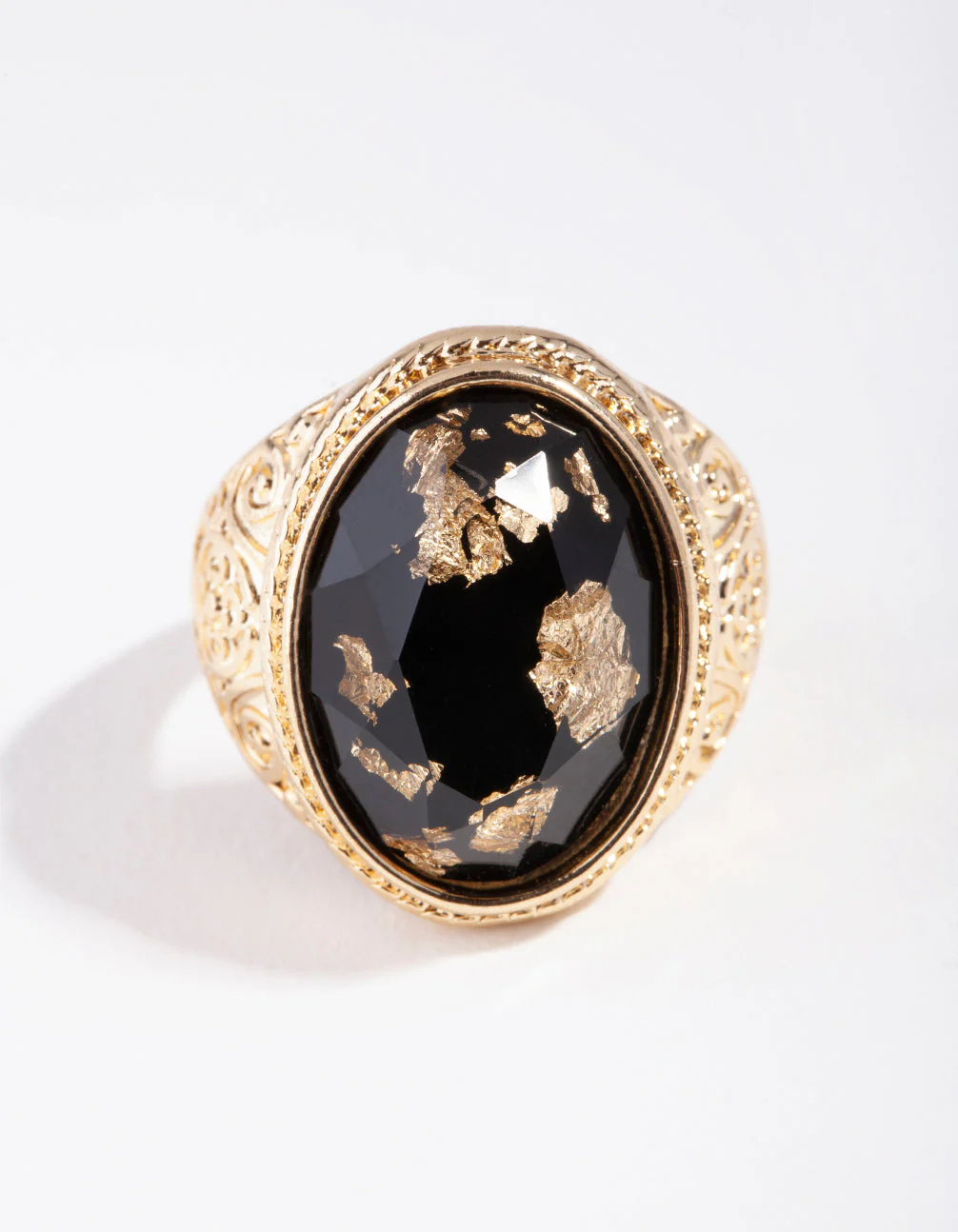 Gold Cabochon Gold Leaf Ring - Image 2