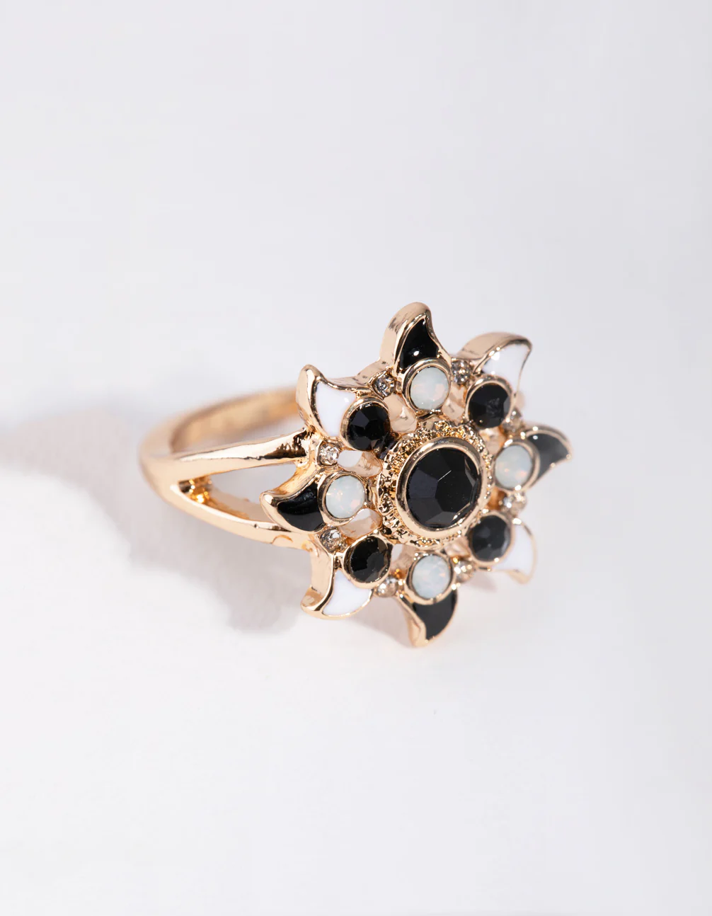 Black Gold Flower Ring - Image 3