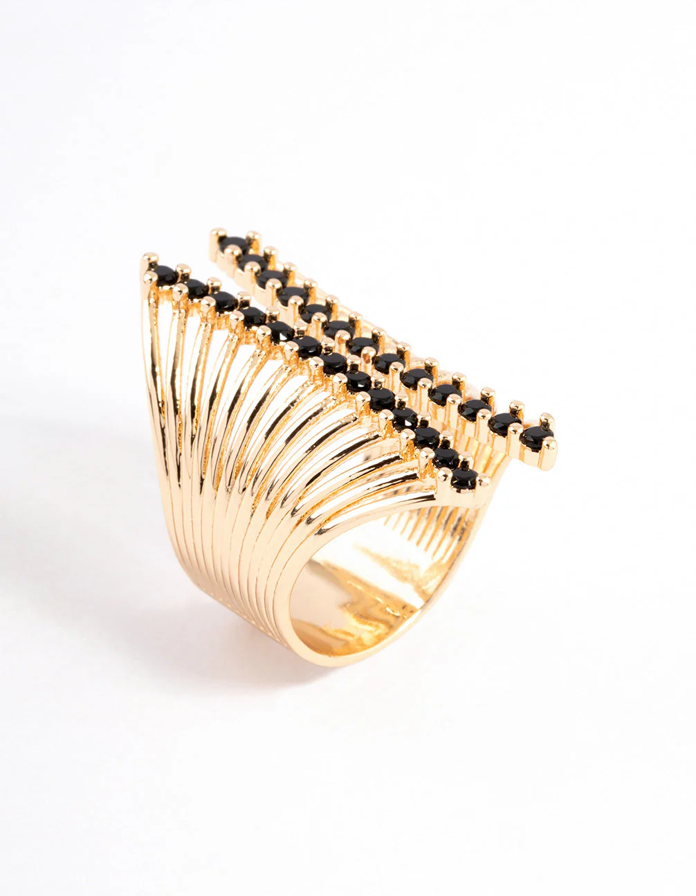 Black Ribbed Cage Ring - Image 2