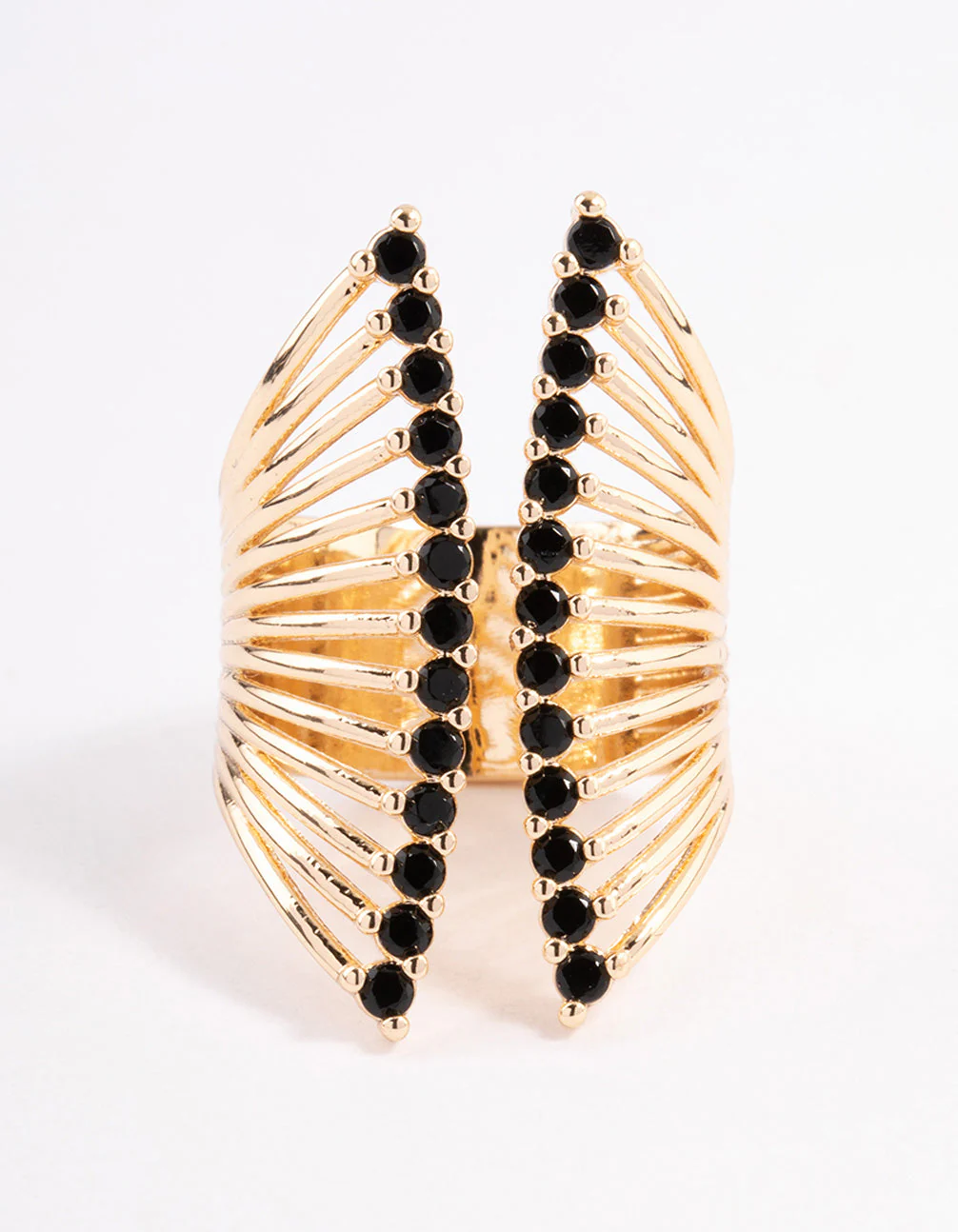 Black Ribbed Cage Ring - Image 3
