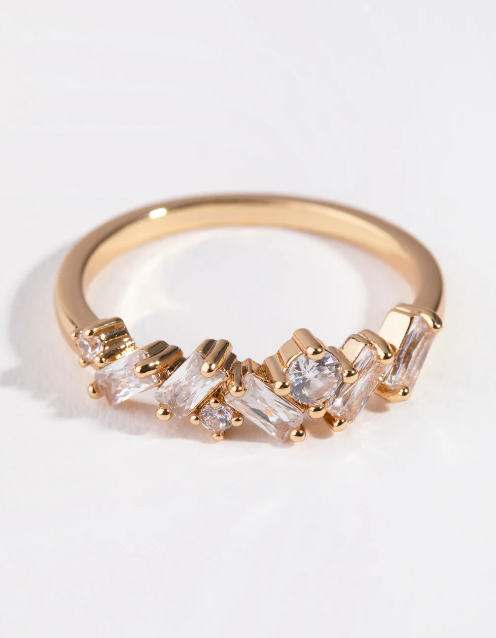 Cubic Zirconia Gold Cluster Row Ring - Image 2