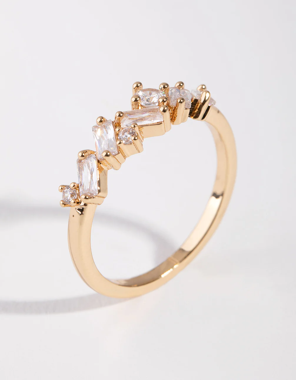 Cubic Zirconia Gold Cluster Row Ring - Image 3