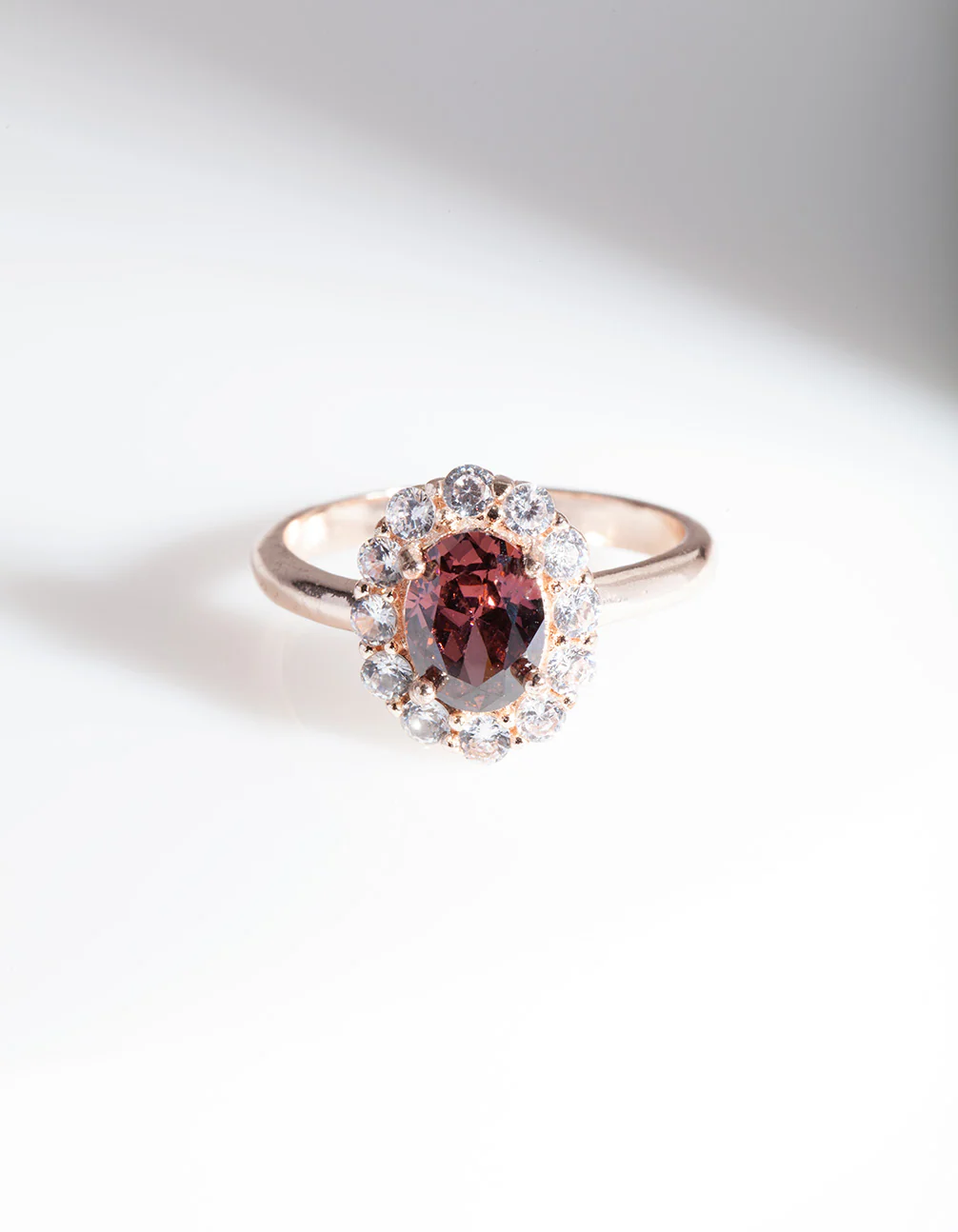 Rose Gold Pink Stone Engagement Ring - Image 2