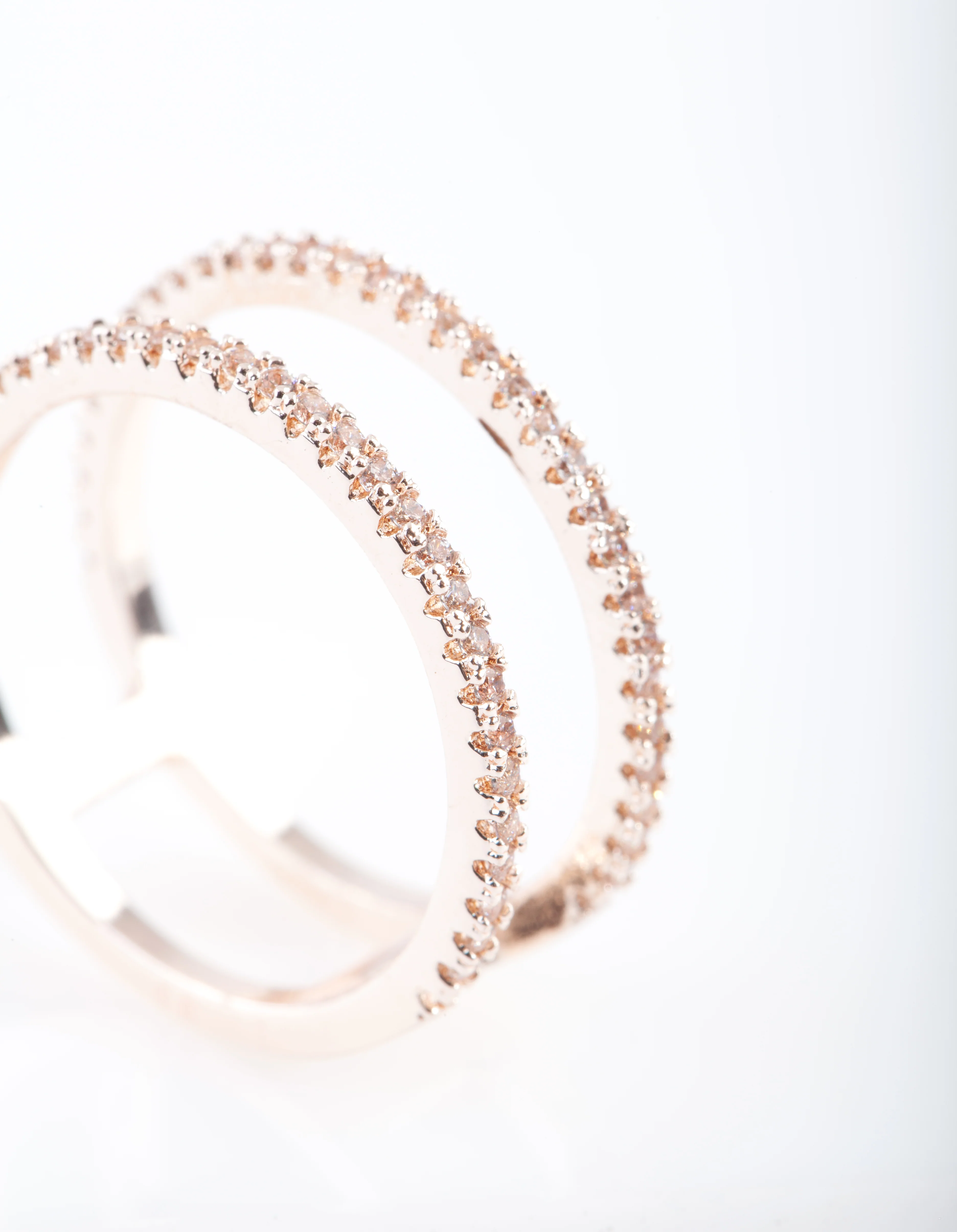 Rose Gold Cubic Zirconia Double Band Ring - Image 3