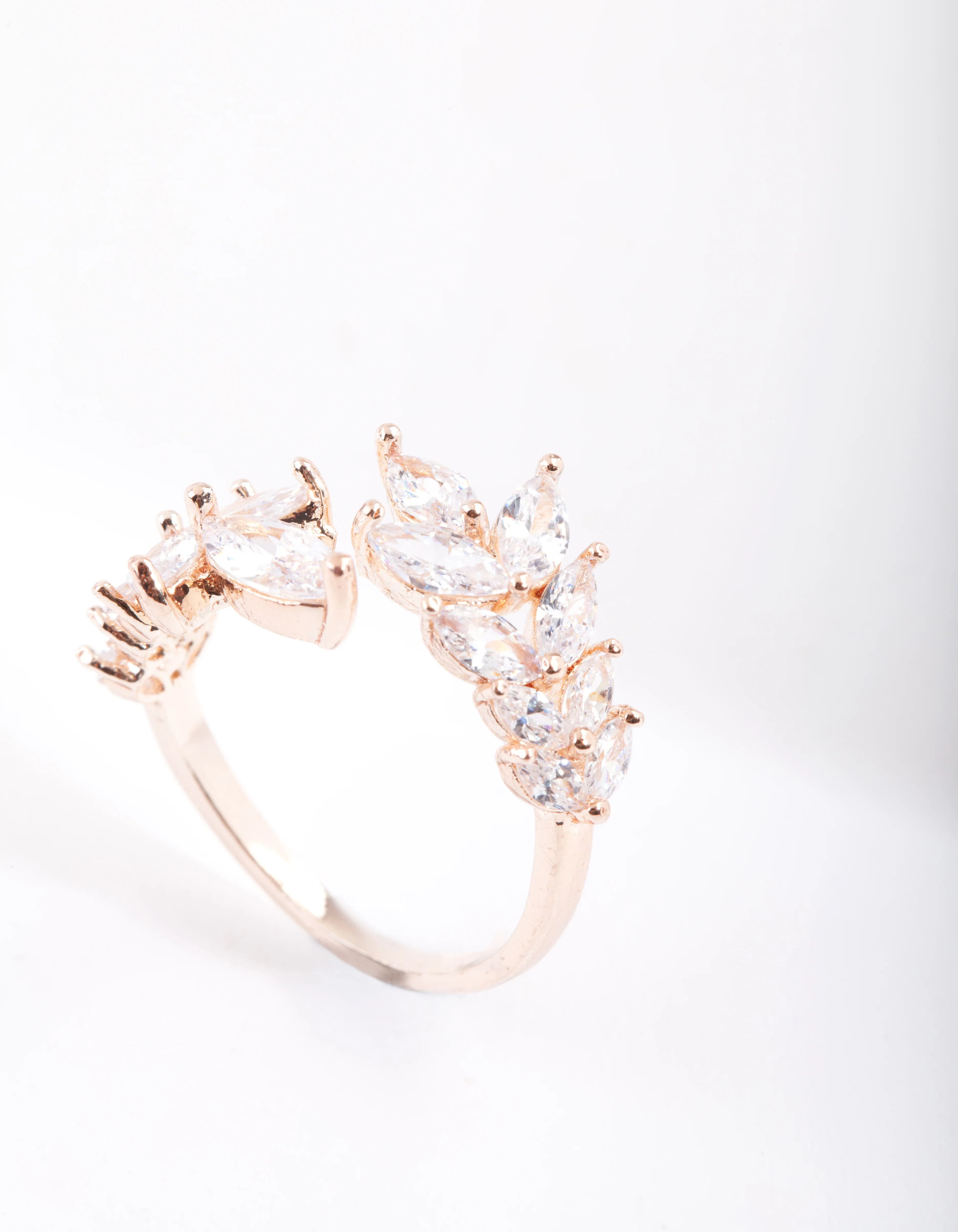 Rose Gold Cubic Zirconia Navette Wrap Ring - Image 3