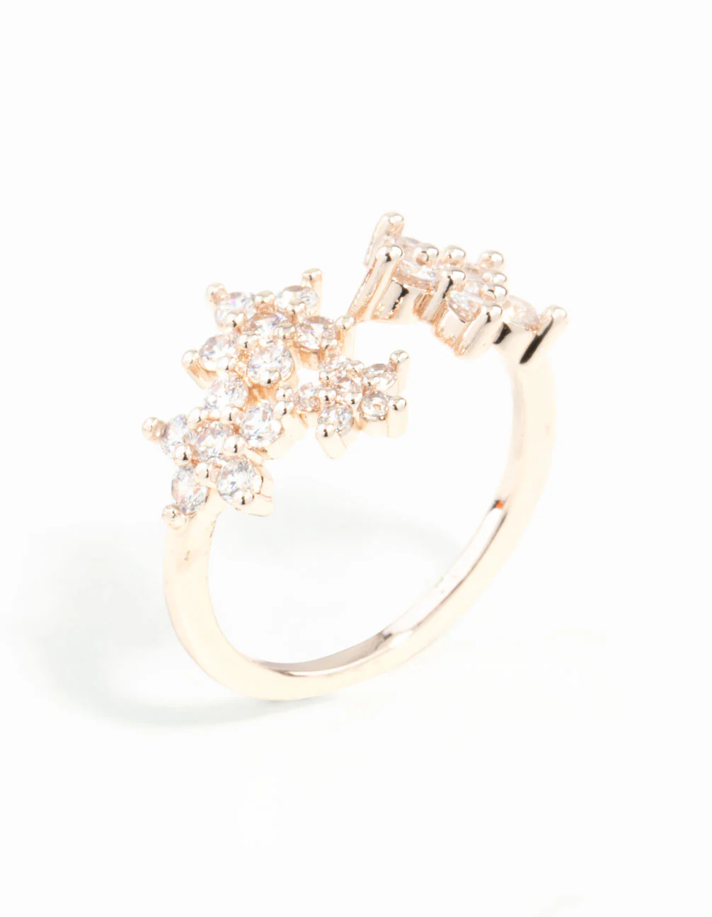 Rose Gold Cubic Zirconia Flower Ring - Image 2