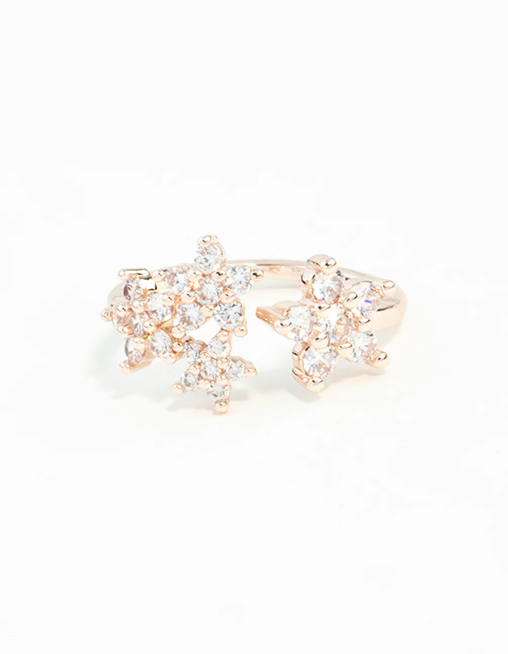Rose Gold Cubic Zirconia Flower Ring - Image 3