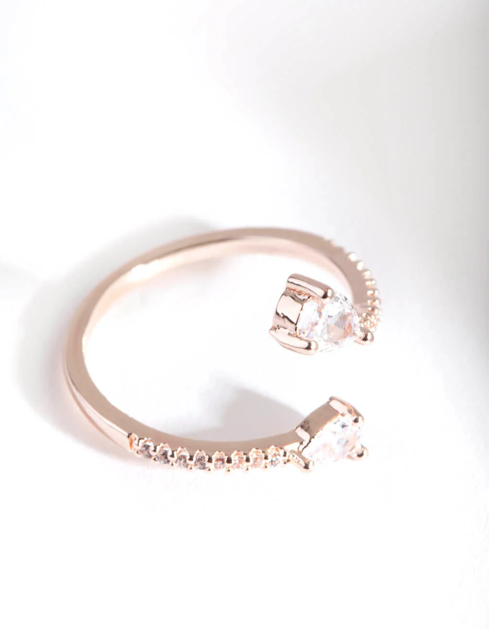 Rose Gold Open Teardrop Diamante Ring - Image 2
