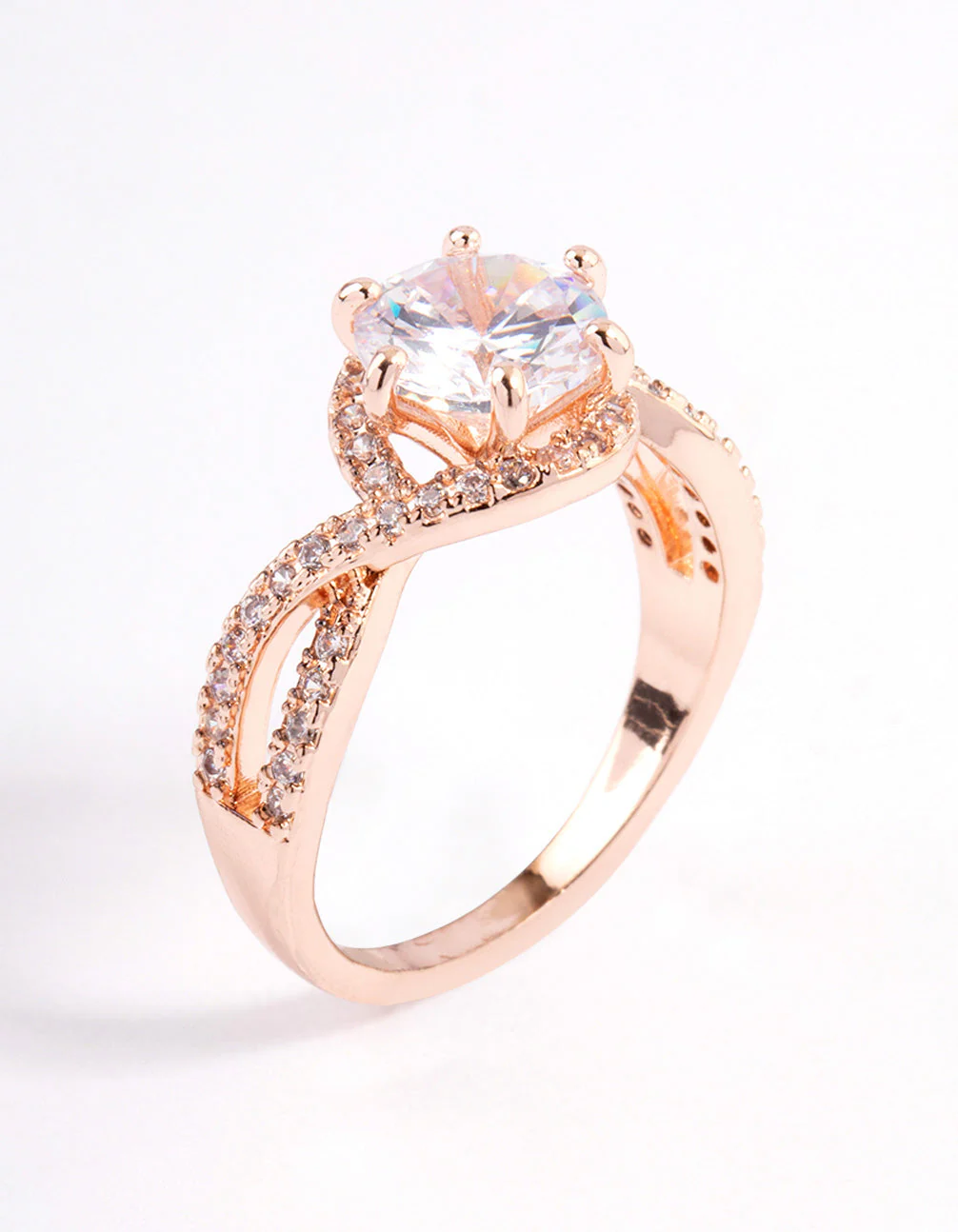 Rose Gold Round Infinity Halo Ring - Image 2