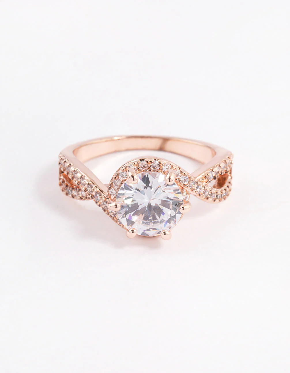 Rose Gold Round Infinity Halo Ring - Image 3