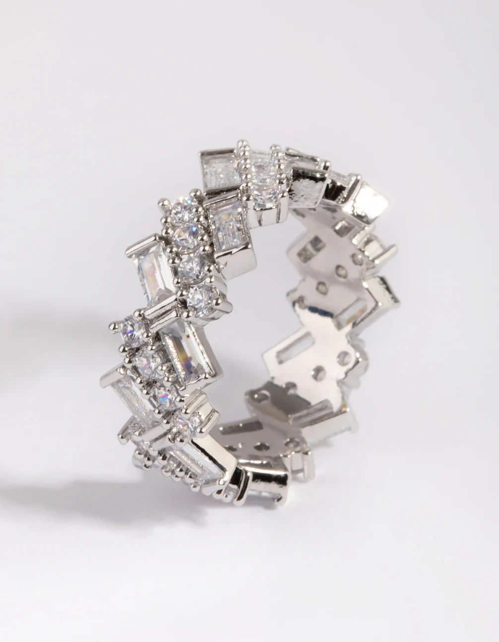 Silver Cubic Zirconia Baguette Ring - Image 3