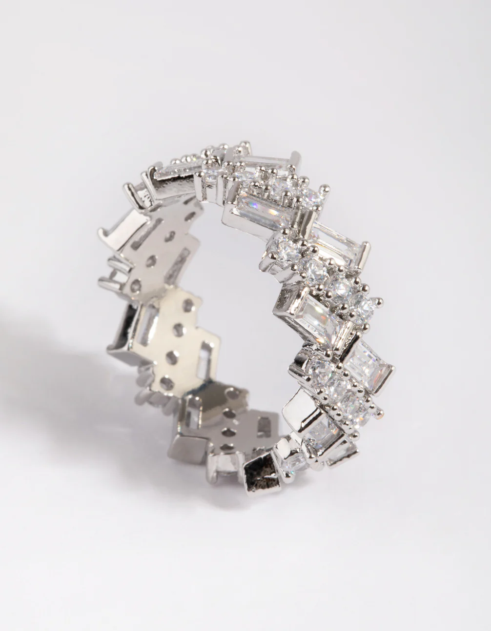 Silver Cubic Zirconia Baguette Ring - Image 4