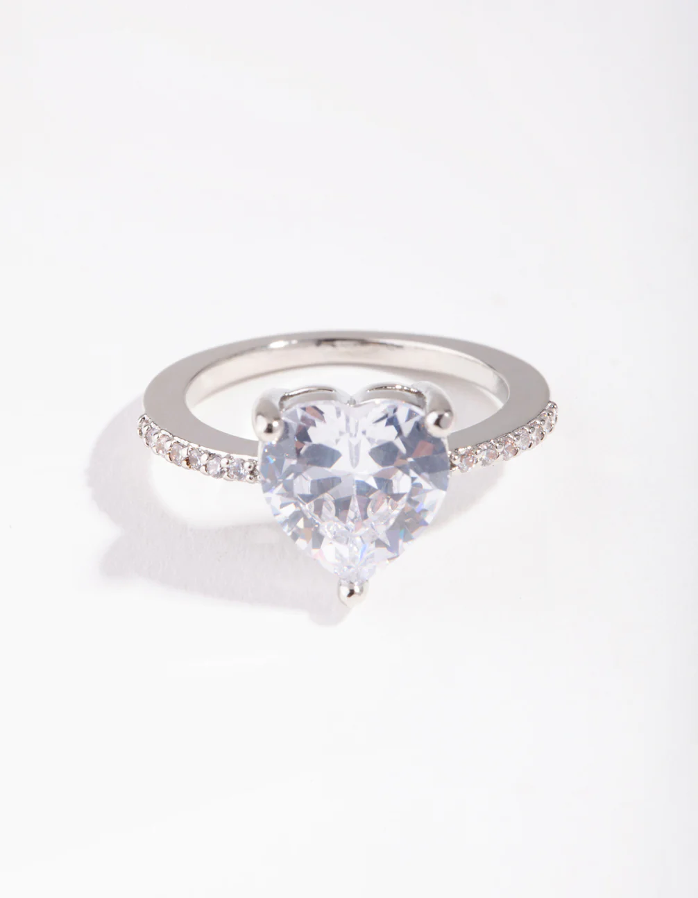 Silver Cubic Zirconia Heart Engagement Ring - Image 2