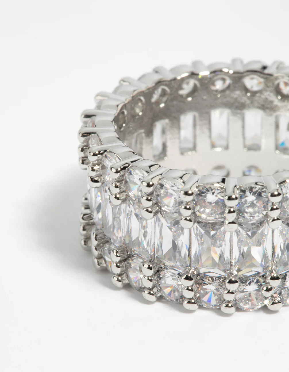 Silver Baguette Cubic Zirconia Ring - Image 3