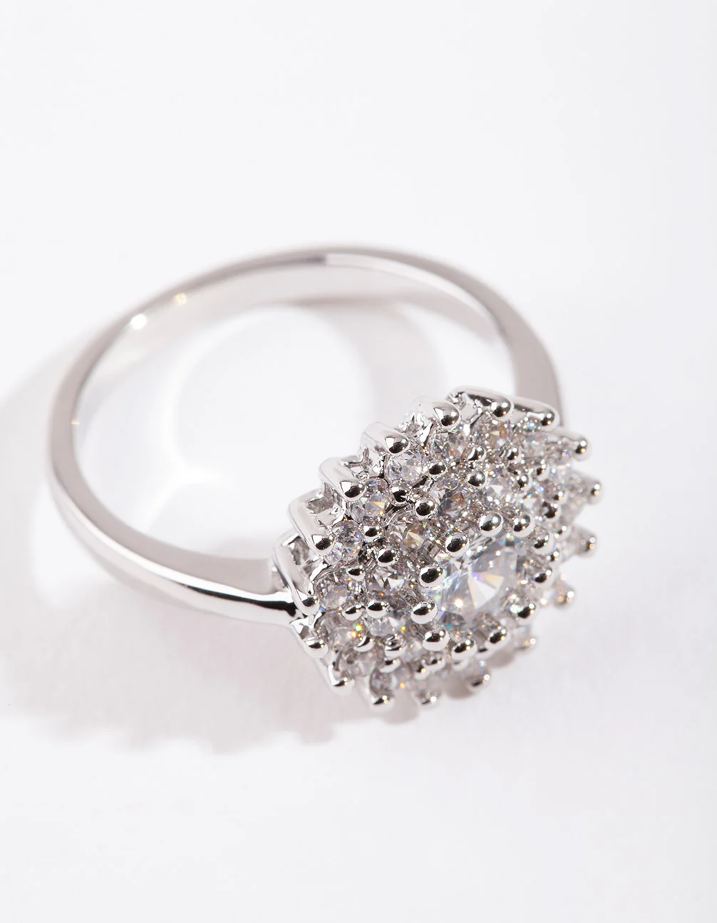 Silver Cubic Zirconia Round Surround Ring - Image 2