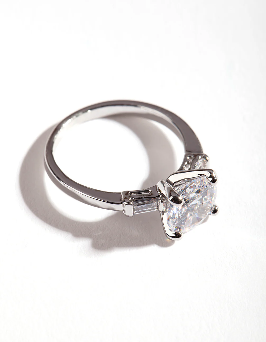 Silver Cubic Zirconia Round Stone Band Ring - Image 2