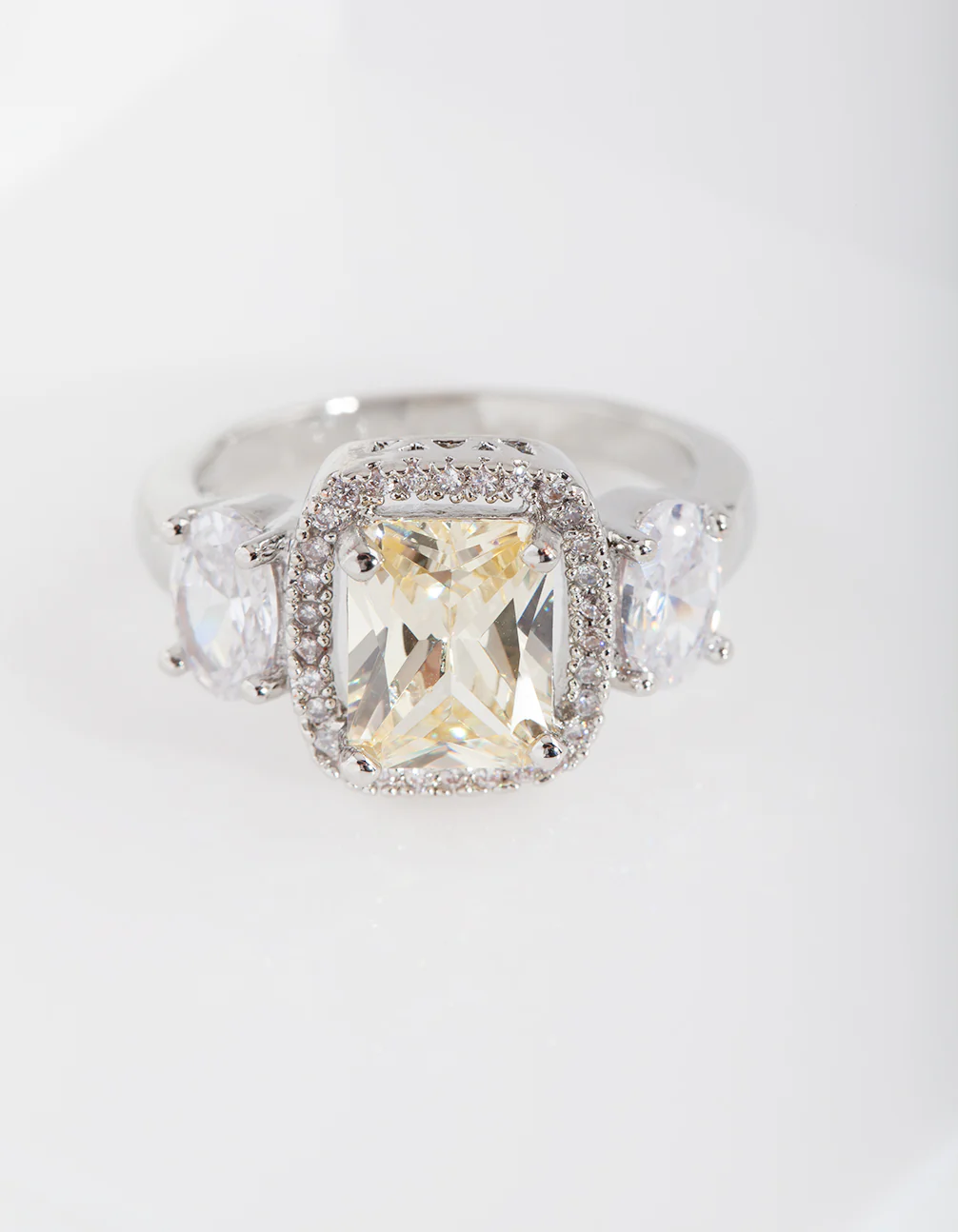 Yellow Silver Cubic Zirconia Engagement Ring - Image 2