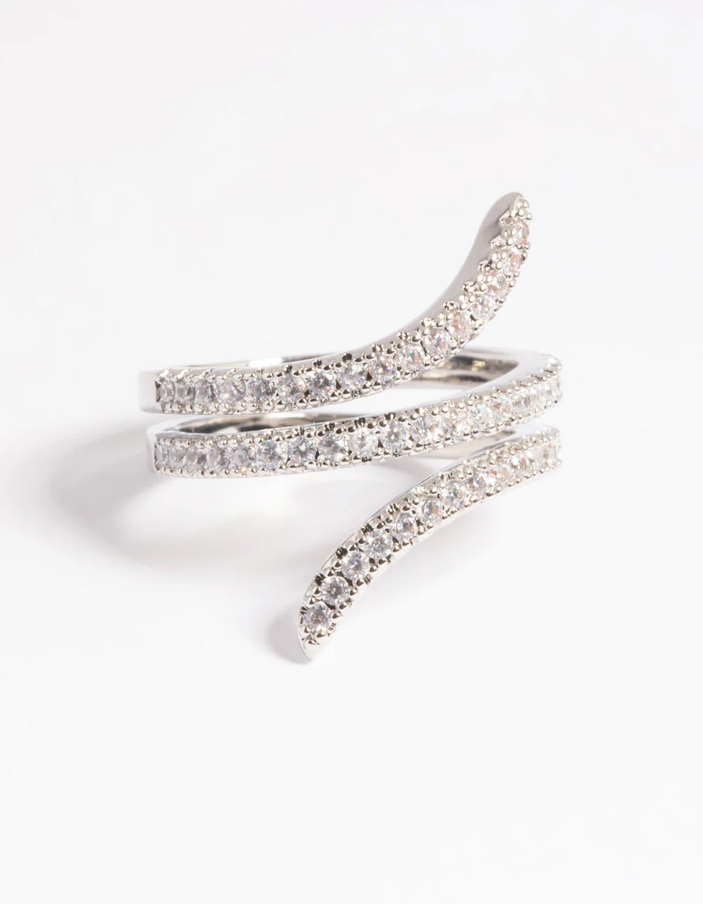 Rhodium Cubic Zirconia Wrap Around Ring - Image 4
