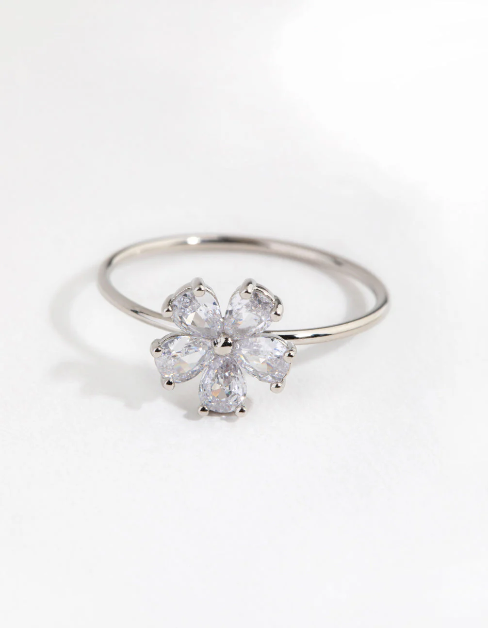 Silver Cubic Zirconia Daisy Diamante Ring - Image 2