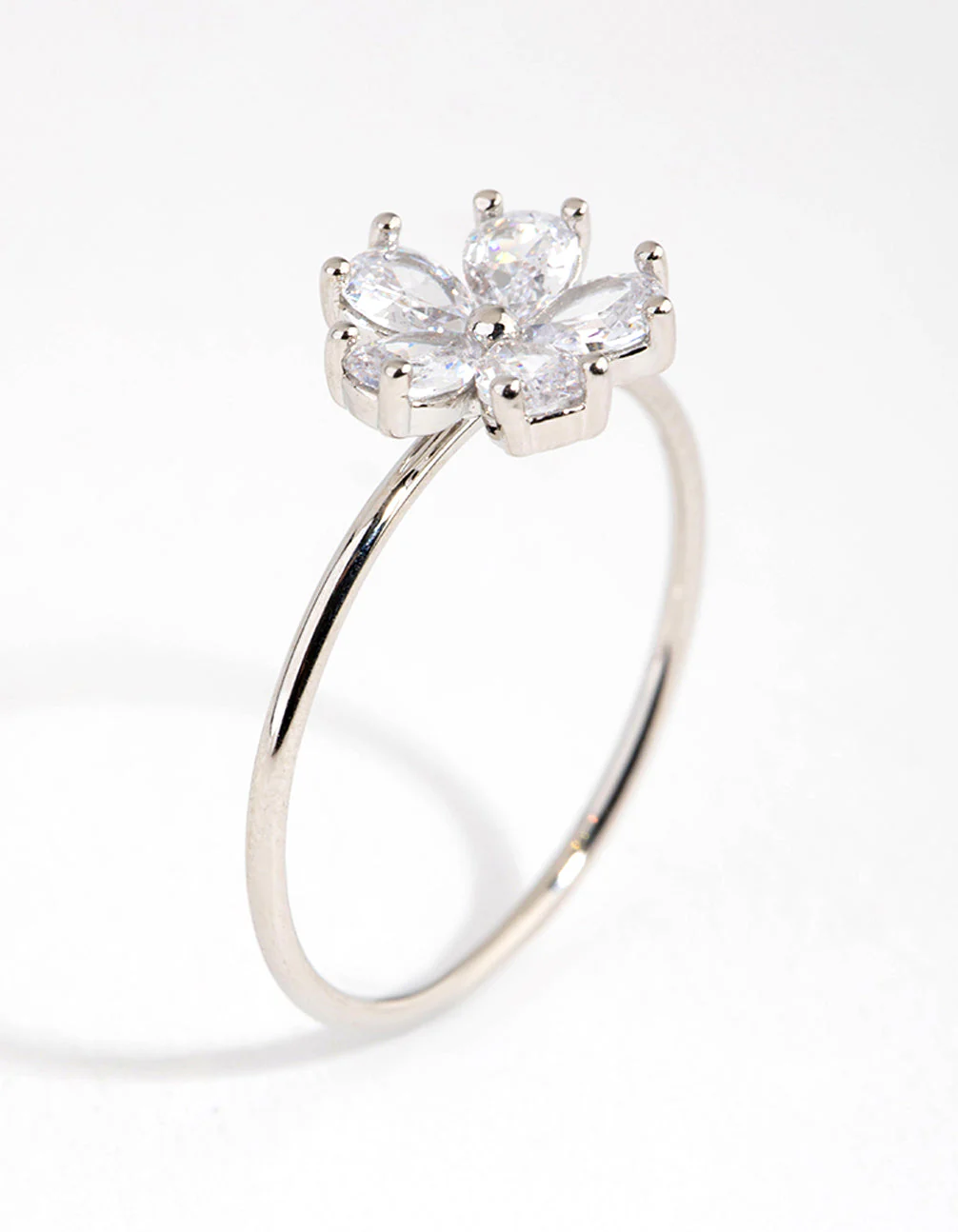Silver Cubic Zirconia Daisy Diamante Ring - Image 3