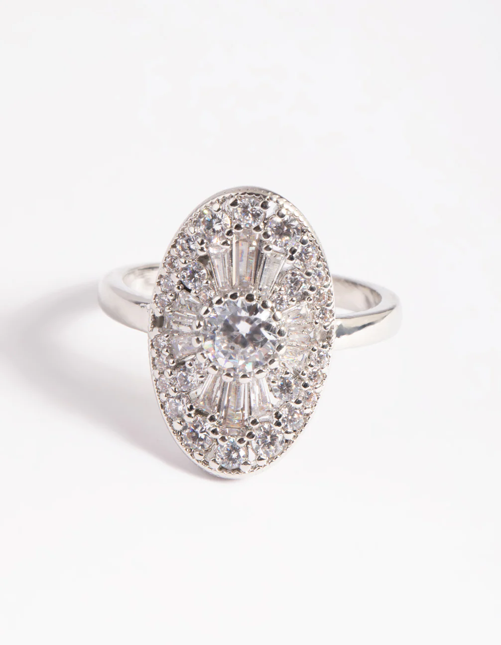 Silver Cubic Zirconia Oval Ring - Image 3