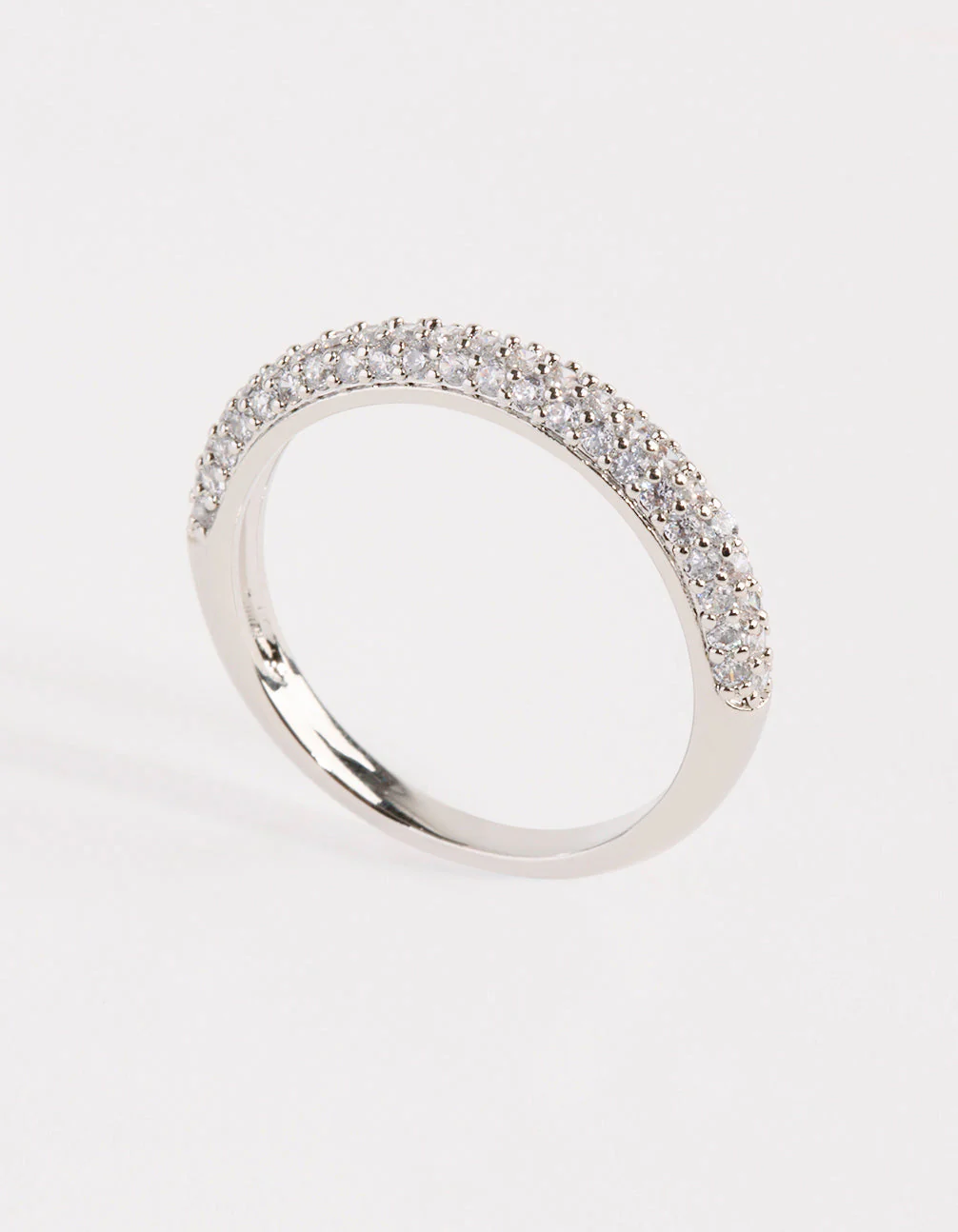 Silver Half Pave Cubic Zirconia Ring - Image 3