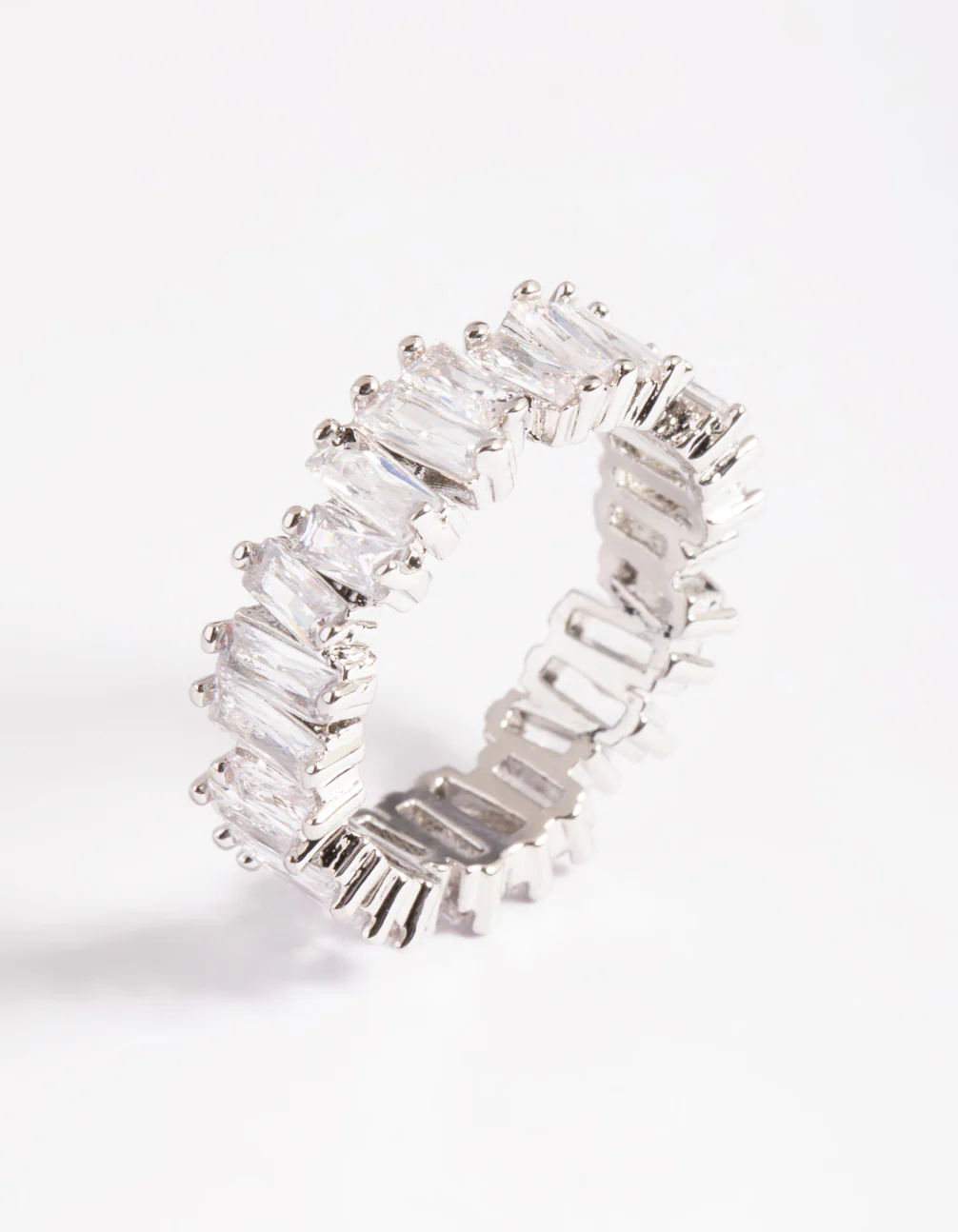 Rhodium Cubic Zirconia Jagged Band Ring - Image 3