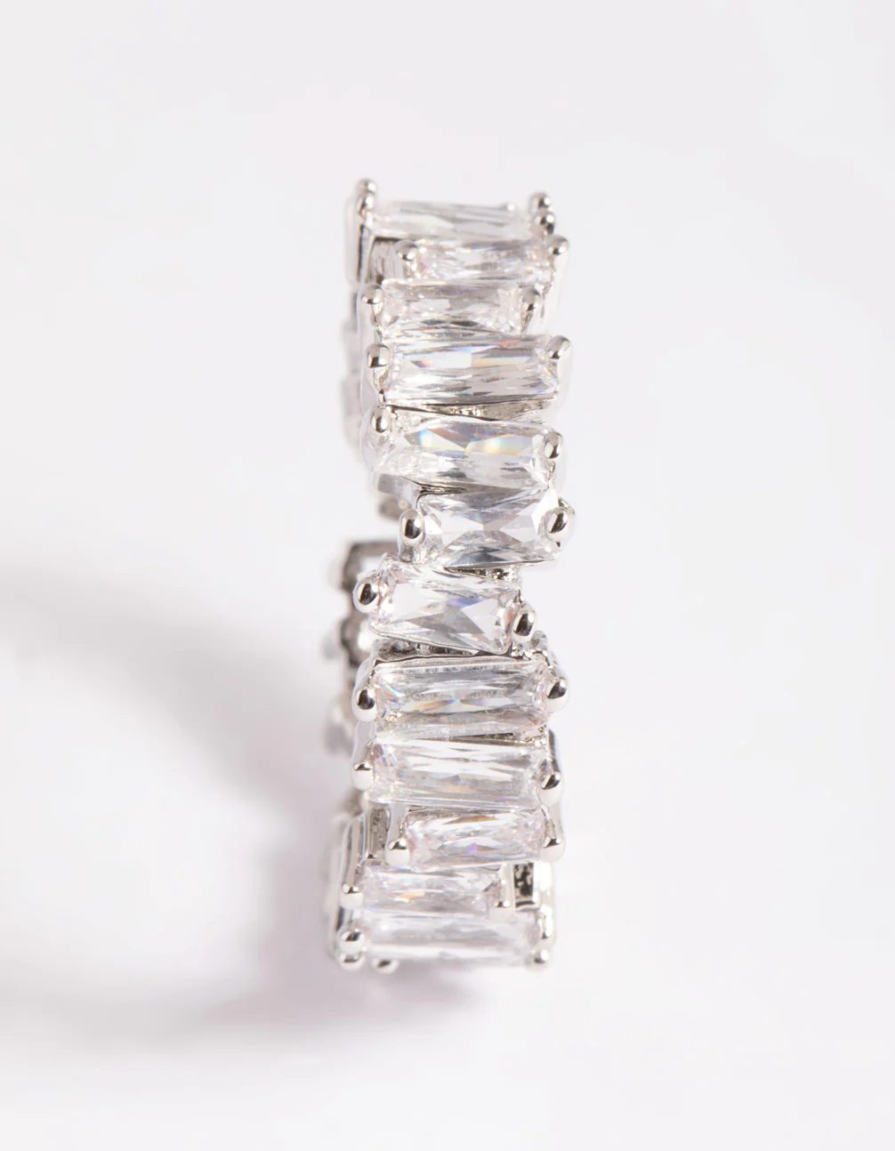 Rhodium Cubic Zirconia Jagged Band Ring - Image 4