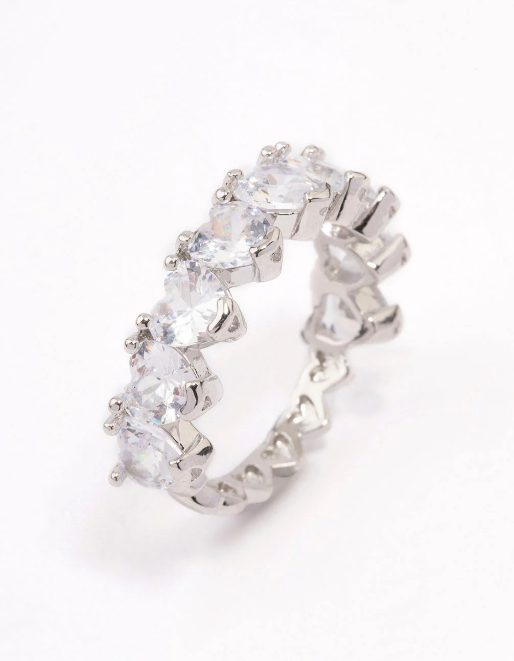Rhodium Round Halo Cubic Zirconia Band Ring - Image 2