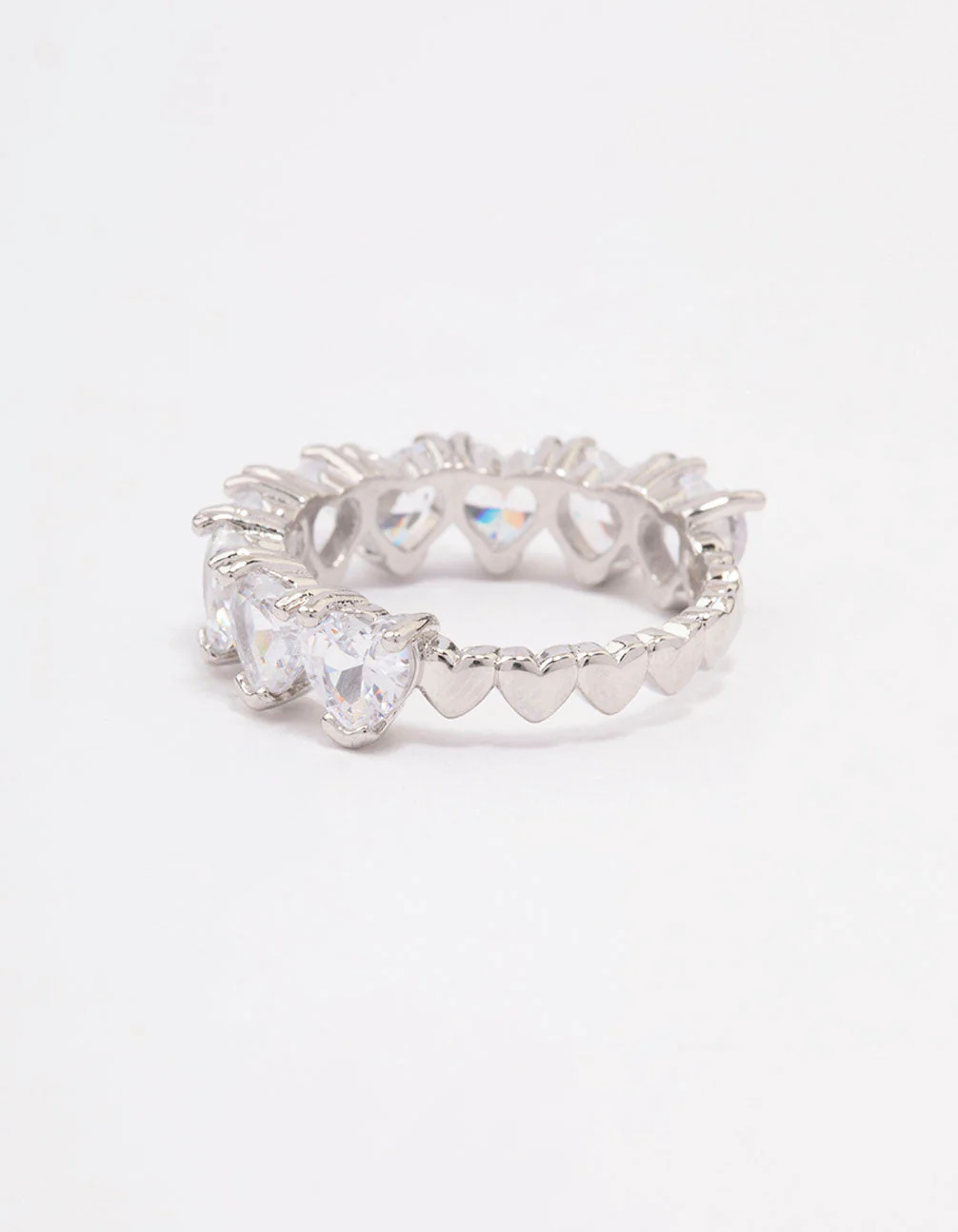 Rhodium Round Halo Cubic Zirconia Band Ring - Image 3