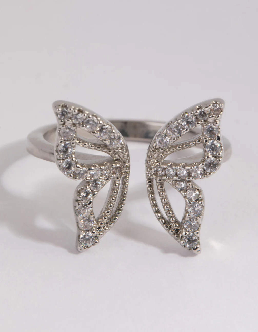 Silver Cubic Zirconia Butterfly Ring - Image 2