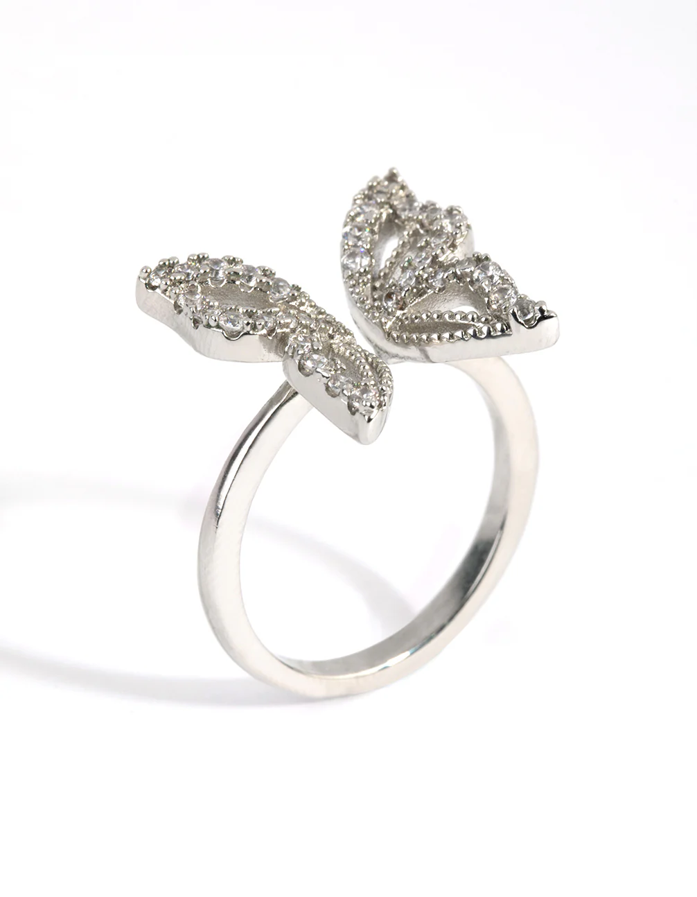 Silver Cubic Zirconia Butterfly Ring - Image 3