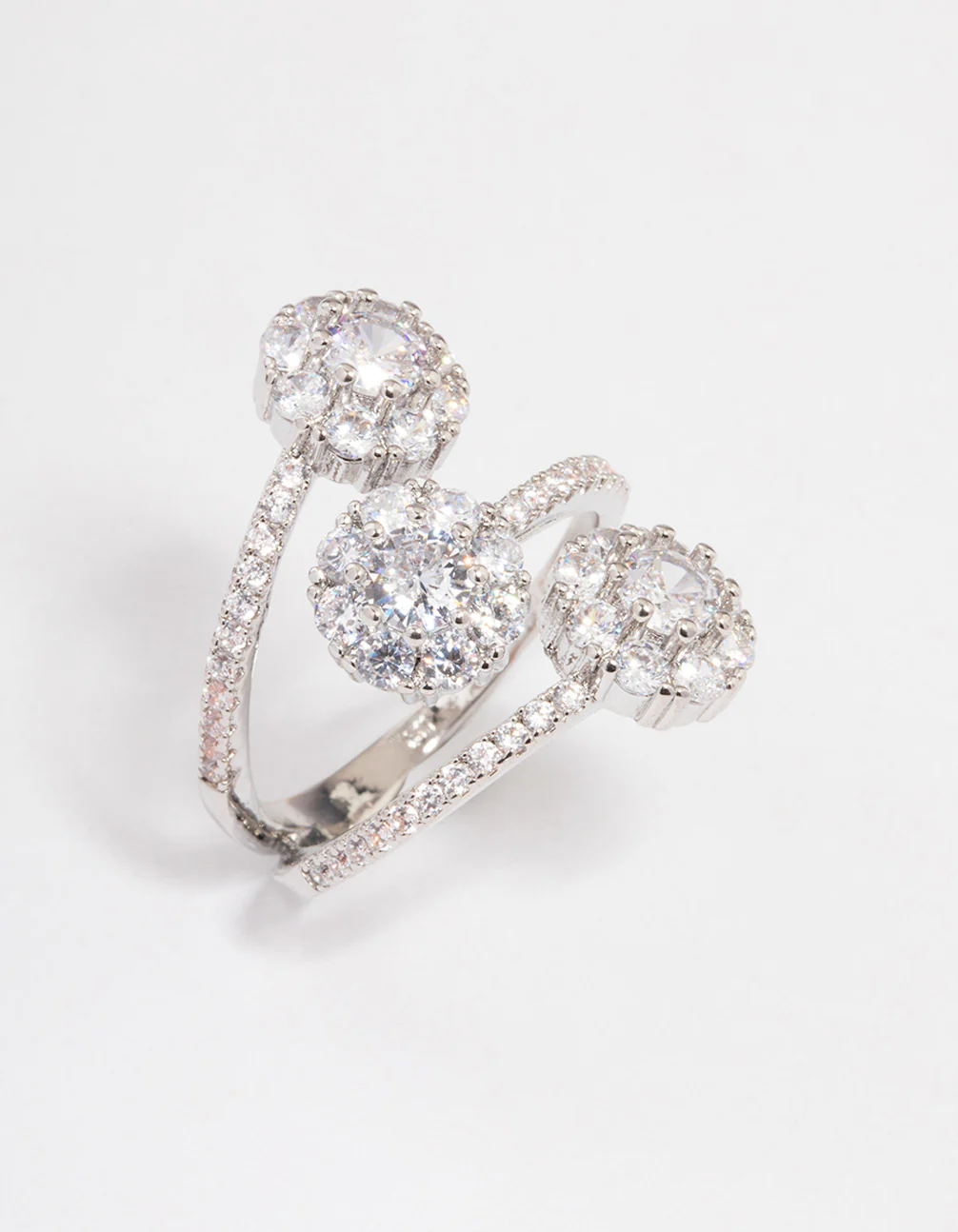 Rhodium Round Three Tier Ring - Image 2